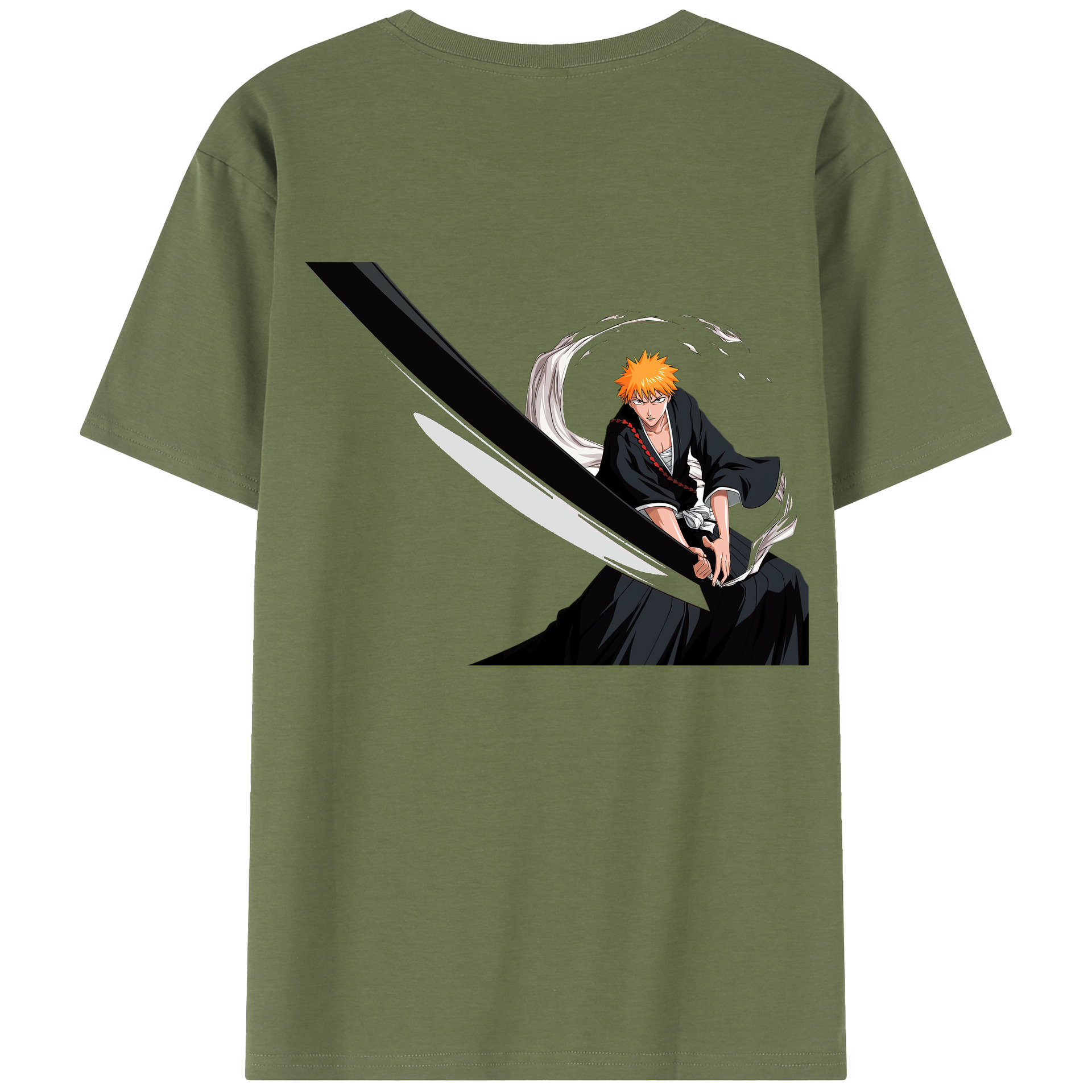 （画像用） ブリーチ 黒崎一護（くろさき いちご）BLEACH Kurosaki Ichigo 綿100％半袖Tシャツ（背面プリント）